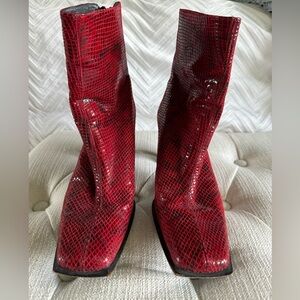 Stuart Weitzman Red Animal Print Boots